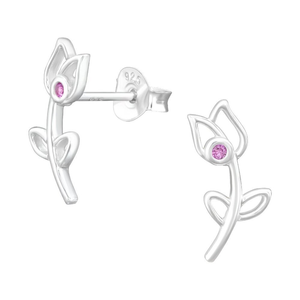 Sterling Silver Flower Ear Climbers April Birthstone